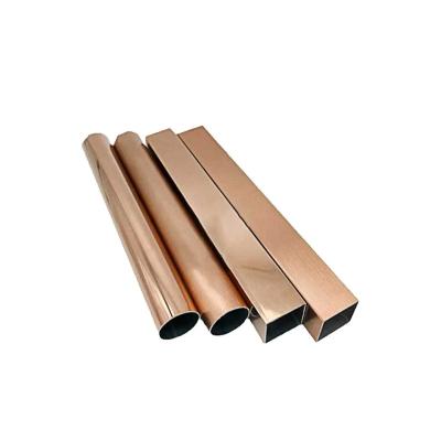 China 304 Stainless Steel Decorative Tube Rose Gold Titanium Mirror Brushed 201 Stainless Steel Color Tube for sale