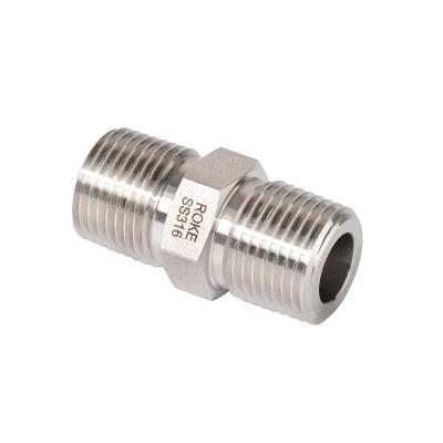 China Stainless Steel Forged Pipe Fittings NPT/BSPT Male Thread Connectors Hex Nipple for sale