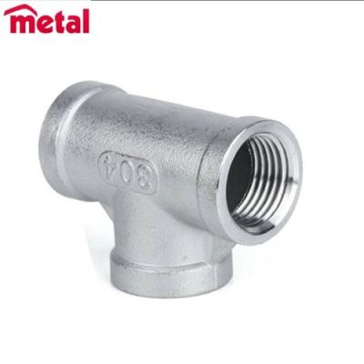China New 1/2″ Tee 3 way Female Stainless Steel 304 Threaded Pipe Fitting NPT SA529 P50 Tee for sale
