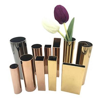 China Mirror 304 Stainless Steel Pipe Rose Gold Piping Stainless Steel Rectangular Tube Gold Colored Stainless Steel Pipe for sale