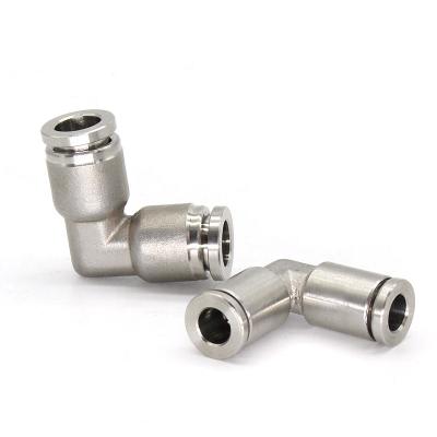China 304L One Touch Elbow Push In To Connect Pneumatic Fittings Pneumatic Stainless Steel 90 Right Angle Joint for sale
