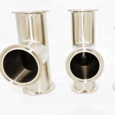 China DIN25 tri clamp Tee with quick connection fitting for stainless steel pipes in food industry for sale