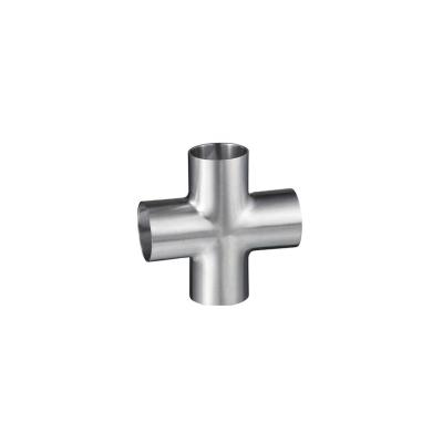 China Butt Weld Straight Cross Fittings Stainless Steel Hygienic Fittings 15 Bar Pressure for sale