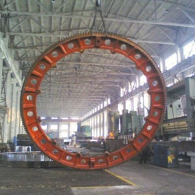 中国 OEMの鋳造の鍛造材鋼鉄拍車の大口径リング ギヤ ロータリー キルンのための大きいギヤ帯ギヤ 販売のため