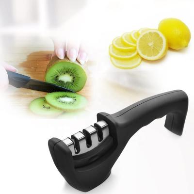 China Black Pull Through Knife Sharpener Ceramic Steel Knife Sharpener With Rubber Painting for sale