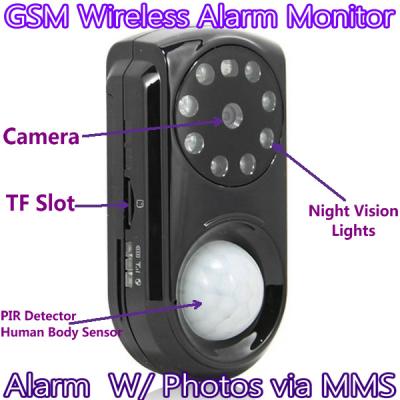 China GSM Wireless Home Security Camera Alarm Monitor W/ PIR Detection & Alarm W/ Photos via MMS for sale
