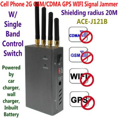 China 4 Antenna Handheld Cell Phone 2G GSM GPS WIFI Signal Jammer Blocker W/ Single Band Switch for sale