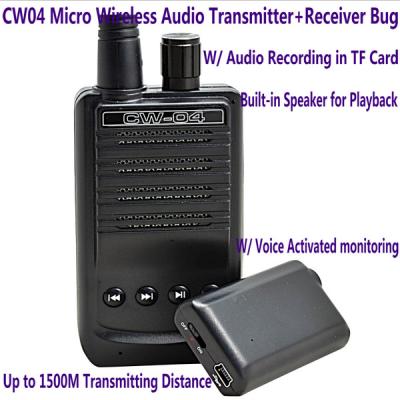 China CW04 Mini Wireless Remote Audio Transmitter Receiver Spy Bug W/ Voice Recording in TF Card for sale