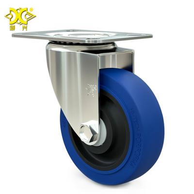China High Quality 4 Inch Swivel PIVOT Silent Rigid Caster Wheels Elastic Rubber Casters for sale