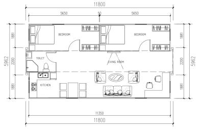 中国 小さな40フィート拡張コンテナホーム 組み立て3ベッドルームプリファブハウス 販売のため