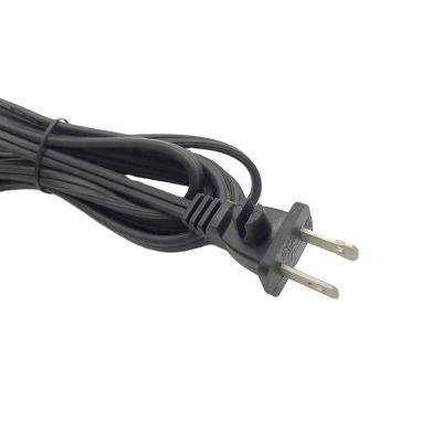 China 1.8m 2pin PVC Black American Plug Cable AC Power Extension Cord for Home Appliance Socket for sale