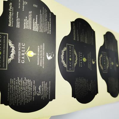 中国 Die Cut Golden Foil Stamping Shining Food Adhesive Labels Custom Shape 販売のため