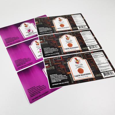 China CMYK Digital Food Package Labelling BOPP Personalised Self Adhesive Labels for sale