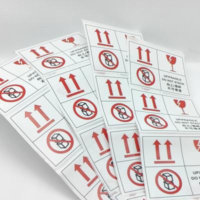 China Permanent Warning Label Stickers Waterproof 60 X 50mm Fragile Packaging Labels for sale