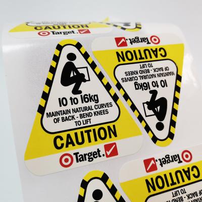 China 40 X 40mm Danger Warning Caution Labels BOPP Vinyl Waterproof Permanent Stickers for sale