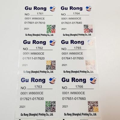 Chine BOPP filme des données variables marque imprimer le label rectangulaire ovale de code de Qr à vendre