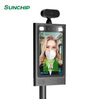 China Time Attendance Face Recognition Infrared Thermometer 350cd/m2 With WIFI Ethernet for sale