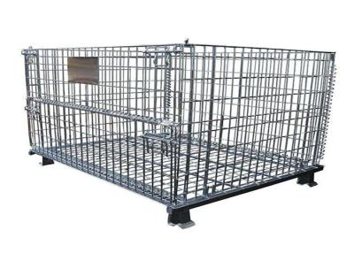 China Collapsible Medium Duty Wire Mesh Container 125mm Wheel for sale