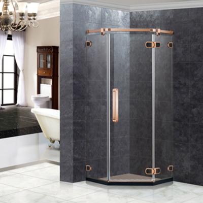 China Pentangular rose gold stainless shower enclosure for sale