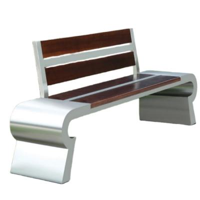 China Backrest Wooden Metal Garden Bench WPC Stainless Steel Outdoor Bench Seat for sale