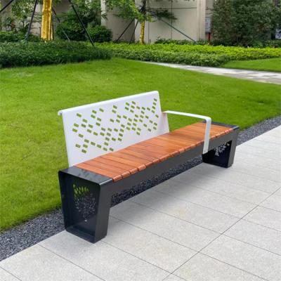 China Galvanized Steel Outdoor Metal Bench With Knocked Down Backrest for sale