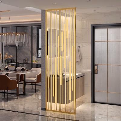 China Decorative Metal Room Divider Screen Gold Stainless Steel Wall Divider for sale