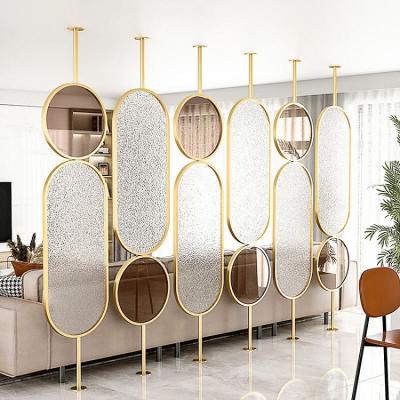 China Stainless Steel Metal Room Divider Glass Partition Between Hall And Dining for sale