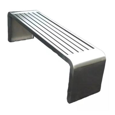 中国 銀製のステンレス鋼の屋外の金属のベンチ1800mm-2000mmの長さの背部が開いたテラスのベンチ 販売のため