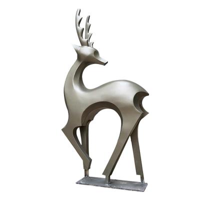 China Outdoor Deer Statues Stainless Steel Horse Sculpture Metal Animal Yard Art for sale