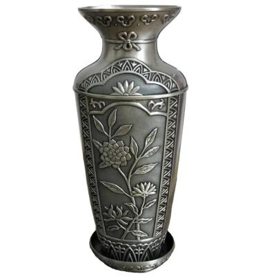 China Steel Flower Vase Aluminum Galvanized Metal Vase For Living Room for sale