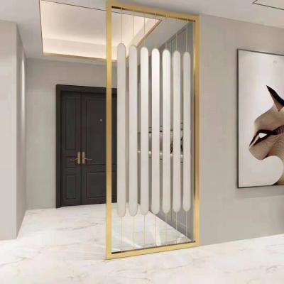 China Customized Rectangle Metal Room Divider 201SS Gold Wall Divider for sale