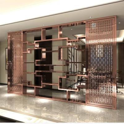 China Rose Gold Decorative Metal Wall Dividers SS201 Laser Cut Wall Partitions for sale
