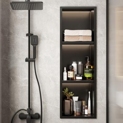 China Shower Room Black Stainless Shower Niche Modern Style Steel Shower Niche for sale