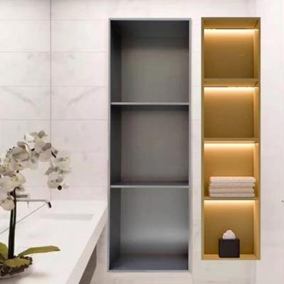 China Rectangular Stainless Steel Niche In Bathroom Wall With LED Light for sale