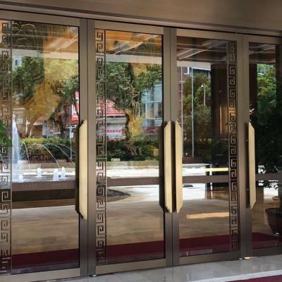 Cina L'alluminio decorativo della porta di entrata di rettangolo ha temperato le porte di entrata di vetro in vendita