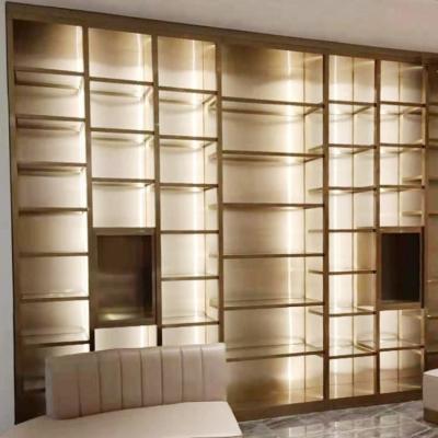 China Flower Bookshelf Partition Wall Stainless Large Bookshelf Room Divider for sale