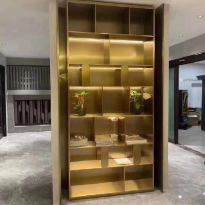 China Estantes decorativos de la pared del metal del oro del estante inoxidable de la decoración para la sala de estar en venta