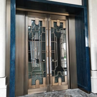China Puertas dobles externas modificadas para requisitos particulares con las puertas de entrada doble residenciales del marco en venta