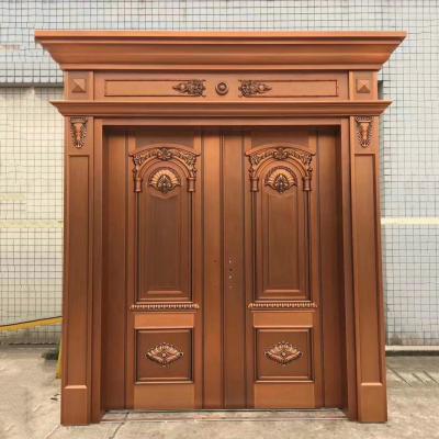 中国 住宅ブラウンの細工した青銅色の主要な鋼鉄ドアの鋼鉄正面玄関 販売のため