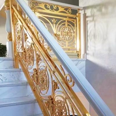China Interior Gold Staircase Railing Metal Stair Railing Aluminum Material for sale