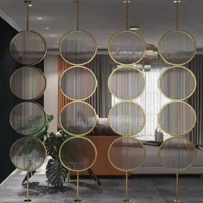 China Home Interior Standing Metal Room Divider Round Metal Glass Room Divider for sale