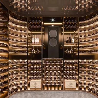 China Arc Shaped Metal Wine Cabinet Freestanding Modern Wine Fridge Cabinet for sale