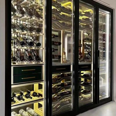 China Piso negro del gabinete del vino del metal que coloca el armario integrado del vino en venta