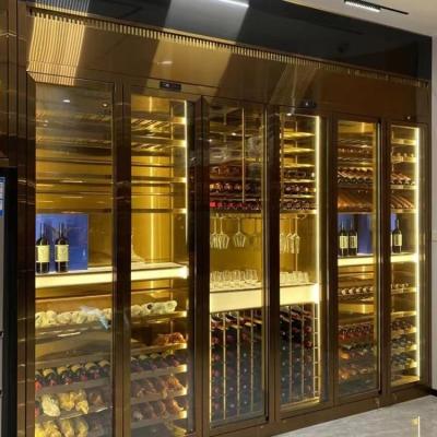 中国 現代ホテルの別荘のワインの収納キャビネットの温度調整の装飾的な金工品 販売のため