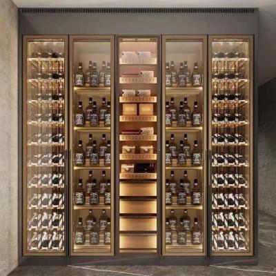 China Custom Metal Wine Cabinets And Wine Rack Shelf With Cooler en venta