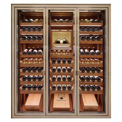 China Stainless Steel Wine Cabinet With Glass Door Luxury Freestanding Wine Rack Cabinet Te koop
