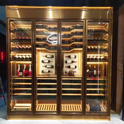 China 304 Stainless Steel Wine Cabinet With Refrigeration Perfect Color Wine Shelf Te koop
