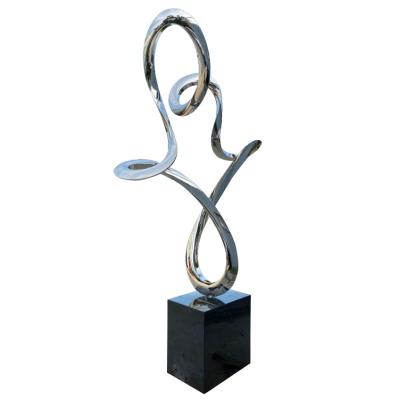 China Outdoor Art Decorative Metal Sculpture Silver Stainless Steel Abstract Statues for sale