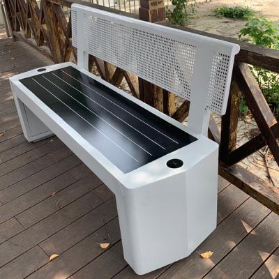 China Gray Outdoor Smart Solar Bench Park Use Metal Frame Bench Eletroplating for sale