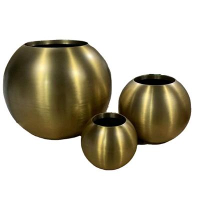 China Round Stainless Steel 1000mm Metal Flower Planter Pot Outdoor Spheroidal Large for sale